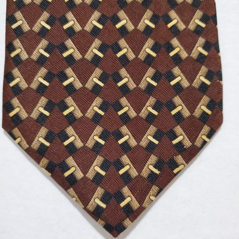 Valentino Men's Silk Tie Brown Beige Made in Italy